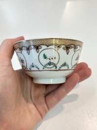 A Chinese famille rose 22-piece tea service with floral design, Qianlong