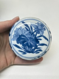 A Chinese blue and white 'birds among flowers' vase and cover, Kangxi