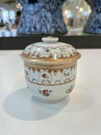 A Chinese famille rose 22-piece tea service with floral design, Qianlong