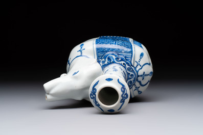 A Chinese blue and white 'elephant' kendi, Wanli