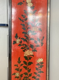 A Chinese Coromandel lacquered four-panel folding screen with mountainous landscapes, 17/18th C.