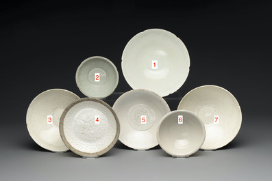 Seven Chinese monochrome wares, Yuan/Ming