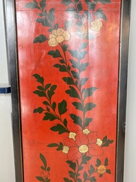 A Chinese Coromandel lacquered four-panel folding screen with mountainous landscapes, 17/18th C.