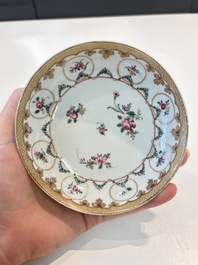A Chinese famille rose 22-piece tea service with floral design, Qianlong
