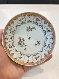 A Chinese famille rose 22-piece tea service with floral design, Qianlong