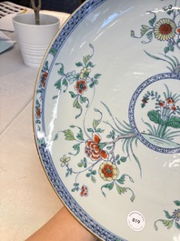 A Chinese doucai dish with floral design, Kangxi