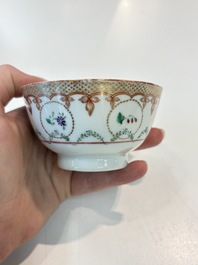 A Chinese famille rose 22-piece tea service with floral design, Qianlong