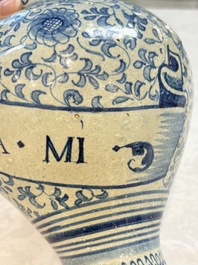 A fine blue and white Antwerp maiolica wet drug jar, 16th C.