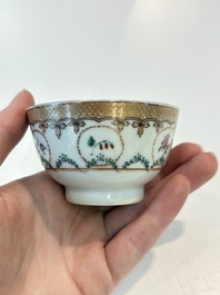 A Chinese famille rose 22-piece tea service with floral design, Qianlong