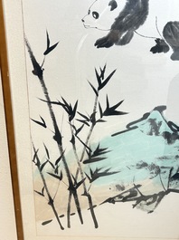 Fan Zeng 范曾 (1938): 'Panda and Boy', ink and colour on paper