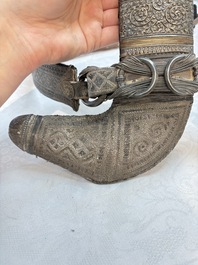 Three Omani Khanjars, one with Rhinoceros horn hilt, 19th C.