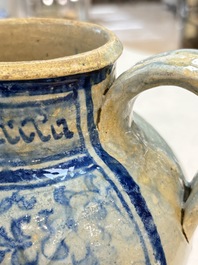 A fine blue and white Antwerp maiolica wet drug jar, 16th C.