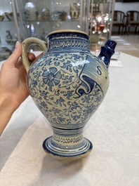 A fine blue and white Antwerp maiolica wet drug jar, 16th C.