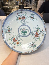 A Chinese doucai dish with floral design, Kangxi