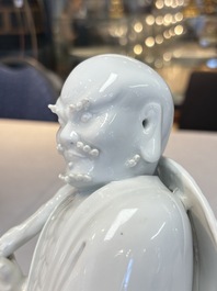 A Chinese Dehua blanc de Chine Damo, Dehua and He Chaozong 何朝宗 mark, 19th C.