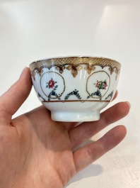 A Chinese famille rose 22-piece tea service with floral design, Qianlong