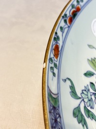 A Chinese doucai dish with floral design, Kangxi