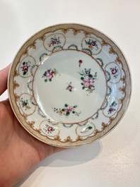 A Chinese famille rose 22-piece tea service with floral design, Qianlong