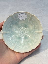 A Chinese qingbai incised lobed bowl, Song
