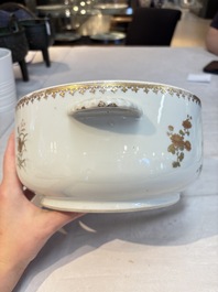 A Chinese famille rose armorial tureen and cover with the arms of van Beeftingh for the Dutch market, Qianlong