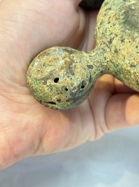 A Chinese archaic bronze horse bell ornament, Western Zhou