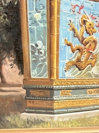 Francis Tsoy (1808-1886): 'Nine-dragon wall', oil on canvas
