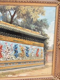Francis Tsoy (1808-1886): 'Nine-dragon wall', oil on canvas