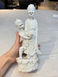 A Chinese Dehua blanc de Chine 'Kuixing' group and a Guanyin, 19th C.