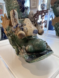 A pair of large Chinese polychrome-glazed fish-form roof tiles, 19th C.