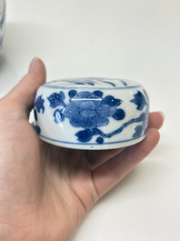 A Chinese blue and white 'birds among flowers' vase and cover, Kangxi