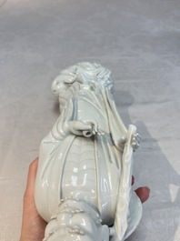 A Chinese Dehua blanc de Chine Damo, Dehua and He Chaozong 何朝宗 mark, 19th C.