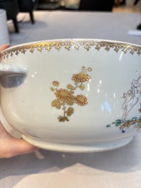 A Chinese famille rose armorial tureen and cover with the arms of van Beeftingh for the Dutch market, Qianlong