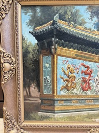 Francis Tsoy (1808-1886): 'Nine-dragon wall', oil on canvas