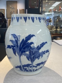 A Chinese blue and white 'mythical animals' vase, Transitional period