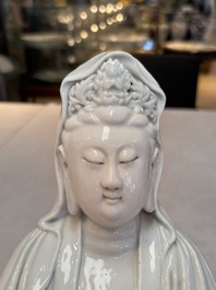 A Chinese white-glazed Guanyin, Kangxi mark, 19th C.