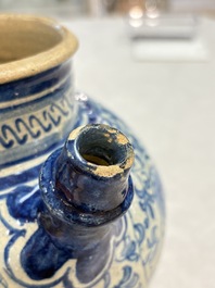 A fine blue and white Antwerp maiolica wet drug jar, 16th C.