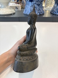 A Sino-Tibetan bronze Bodhisattva, a Thai Buddha and a phurba, 18/19th C.