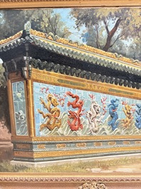 Francis Tsoy (1808-1886): 'Nine-dragon wall', oil on canvas