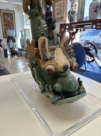 A pair of large Chinese polychrome-glazed fish-form roof tiles, 19th C.