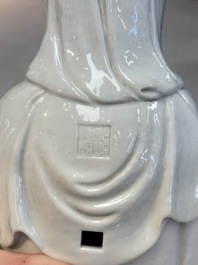 A Chinese white-glazed Guanyin, Kangxi mark, 19th C.