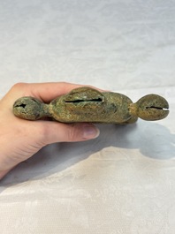 A Chinese archaic bronze horse bell ornament, Western Zhou