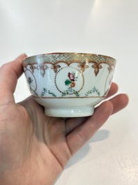 A Chinese famille rose 22-piece tea service with floral design, Qianlong