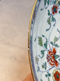 A Chinese doucai dish with floral design, Kangxi