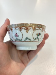A Chinese famille rose 22-piece tea service with floral design, Qianlong