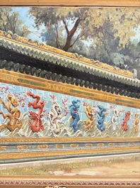 Francis Tsoy (1808-1886): 'Nine-dragon wall', oil on canvas
