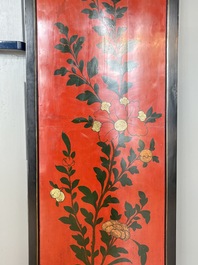 A Chinese Coromandel lacquered four-panel folding screen with mountainous landscapes, 17/18th C.