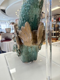 A pair of large Chinese polychrome-glazed fish-form roof tiles, 19th C.
