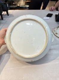 A Chinese famille rose armorial tureen and cover with the arms of van Beeftingh for the Dutch market, Qianlong