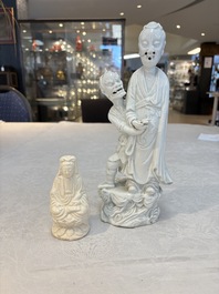 A Chinese Dehua blanc de Chine 'Kuixing' group and a Guanyin, 19th C.