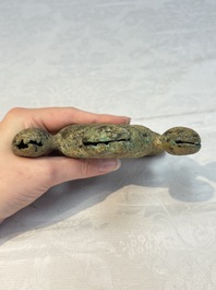 A Chinese archaic bronze horse bell ornament, Western Zhou